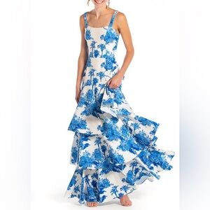 Mestiza NY Torero Gown in Blue & White